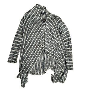 Bobeau asymmetrical knit stripped open cardigan, one button look, 2000s Y2K